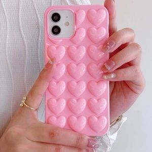 iPhone 14 Pro Max Pink Heart Bubble Phone Case
